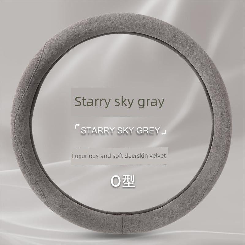 

Suede Car Steering Wheel Cover, All-Season, Warm, Non-Slip, Sweat-Absorbent Handle Cover Round Shape - Super Comfortable Feel - Gray