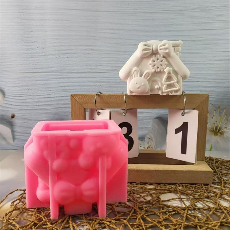 Silicone Crafting Mold for Unique Christmas Animal House Plaster Ornament Silicone Molds for DIY Craft Decorations