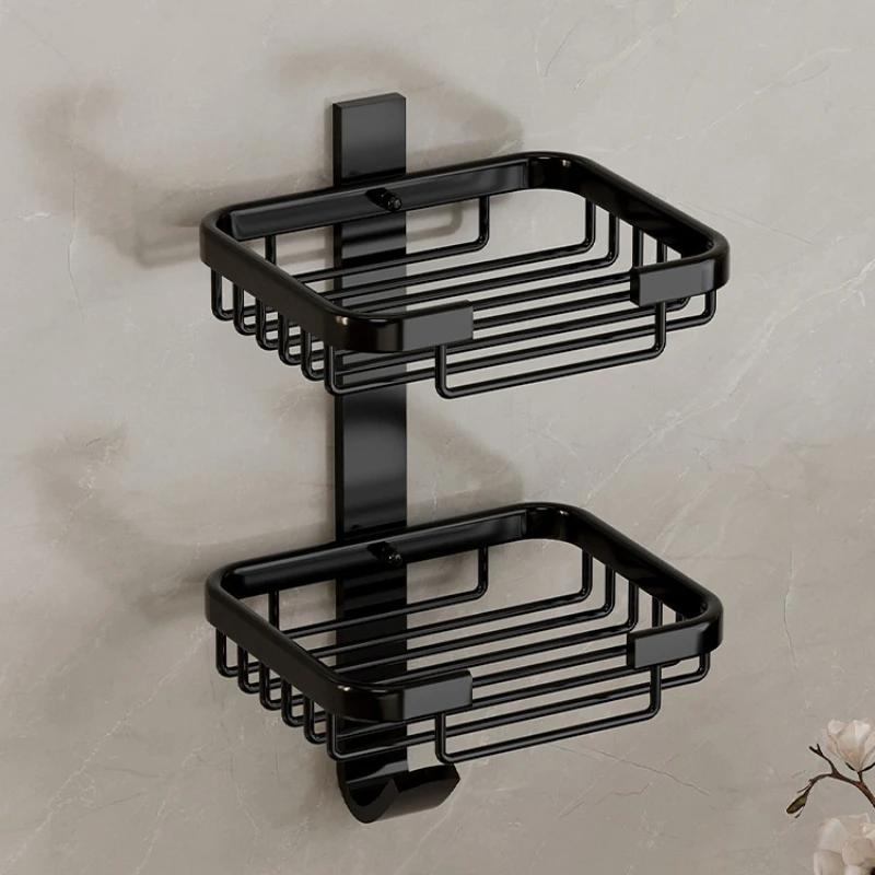 Aluminum Alloy Soap Dish Bathroom Soap Holder With Drain Water Wall Mounted Soap Box Bathroom Accessories