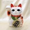 Tokoname 6 polegadas direita boa sorte e Um porquinho da sorte Fabricado no Japão Maneki-neko (gato acenando) figura, peça, (aprox.. 18cm), pata, branco. [Traz