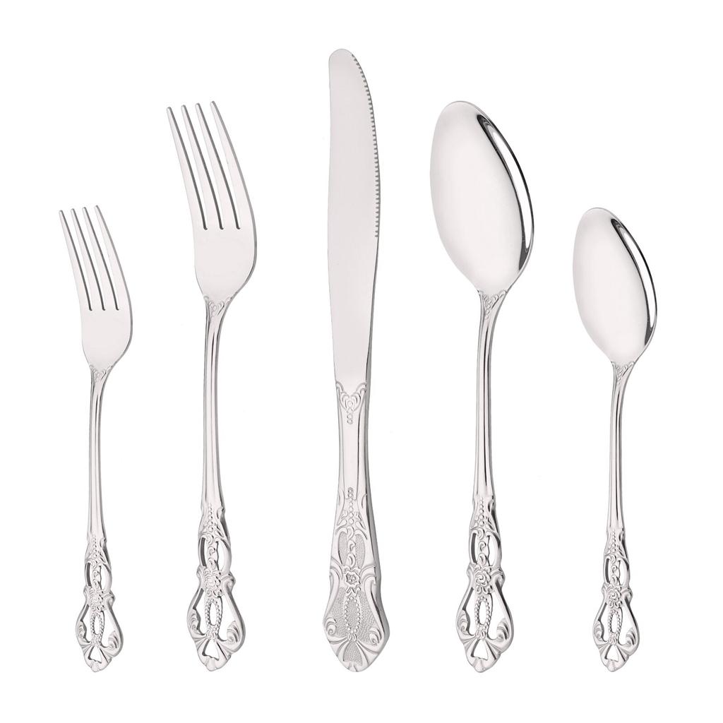 5pcs/set Rainbow Tableware Set Stainless Steel Dinnerware Royal Knife Dessert Fork Spoon Flatware Cutlery Set Western Silverware Set for 1