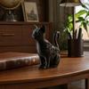 Intricate Carved Cat Figurine 3D Printed Black Figurines, Multi-purpose Incense Holder Mini Flower Modern Gothic Office Desk Storage Pot, Desktop