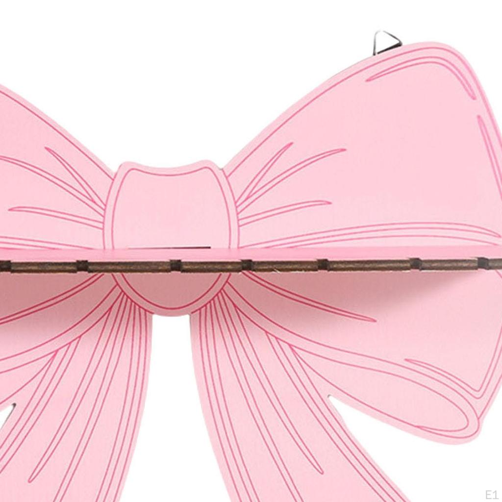 Pink Bow Floating Shelves Decor Wooden Plaque Plant Shelf Wall Storage Holder for Bedroom
