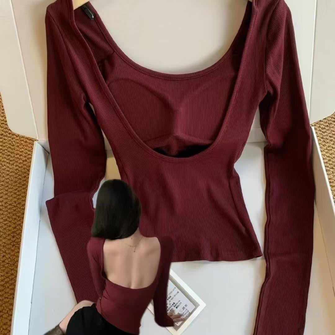 

Европейско-американский стиль, футболка с открытой спиной, длинным рукавом, облегающего кроя, с U-образным вырезом, с нагрудными вкладышами и противоскользящей полосой Medium