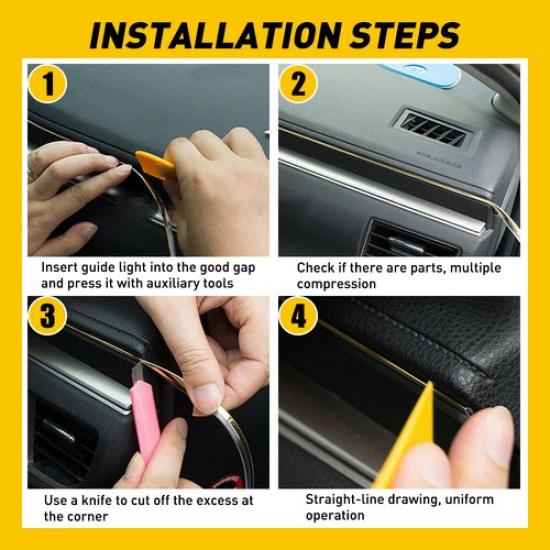 500CM LED Decor Interior Car Atmosphere Wire USB EL Strip Lights Lamp Bulb Blue