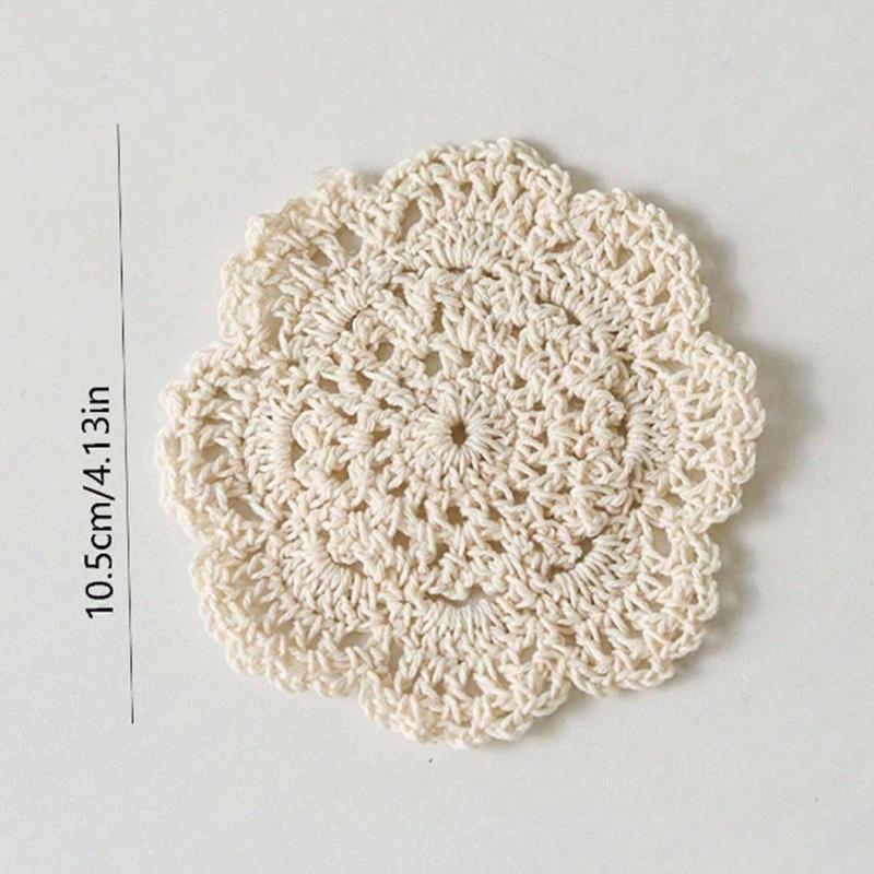1pcs Woven Hollow Out Coaster, Modern Polyester Drink Coaster For Home,Solid Color Coasters For Insulation, Kitchen, Dining Room, Bedroom