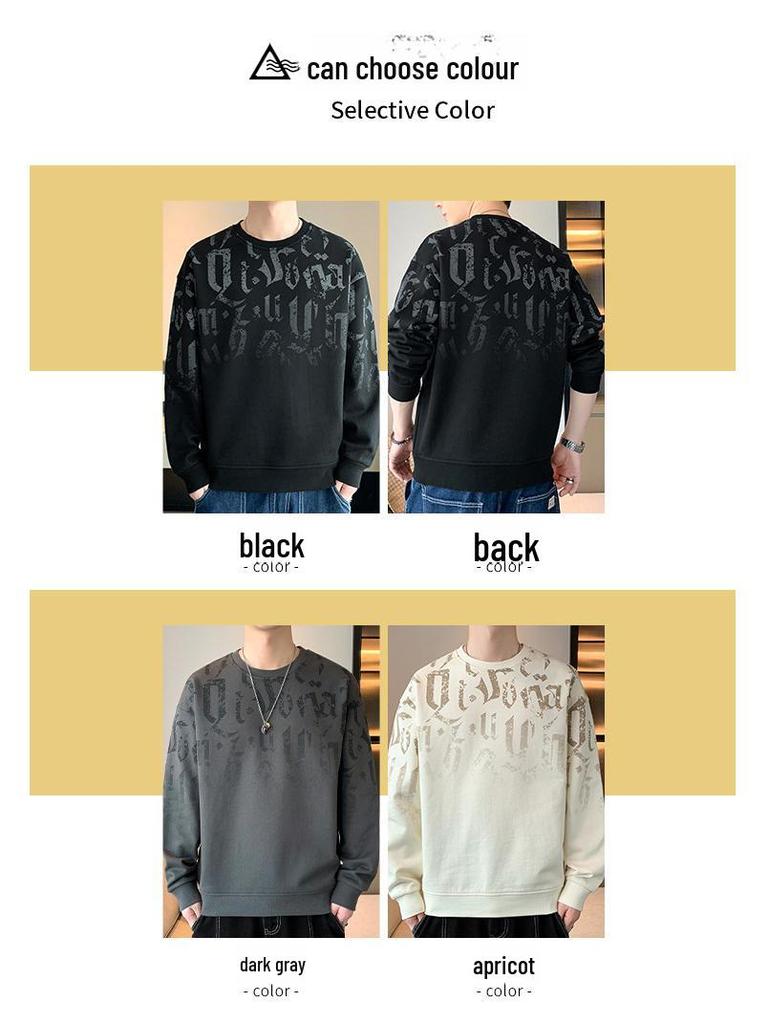 Men's Plush Long-Sleeve Knitted Sweater - Casual Autumn/Winter Round Neck Pullover, Loose Fit Trendy Top.