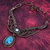 Tibetan Turquoise Gemstone Necklace Copper Wire Wrap Moonstone Jewelry Adjustable Necklace