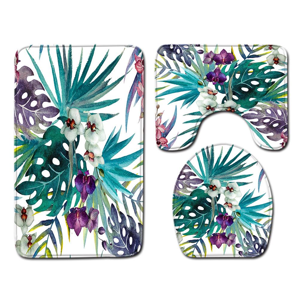Peony Toilet Three-Piece Bathroom Floor Mat Doormat Combination