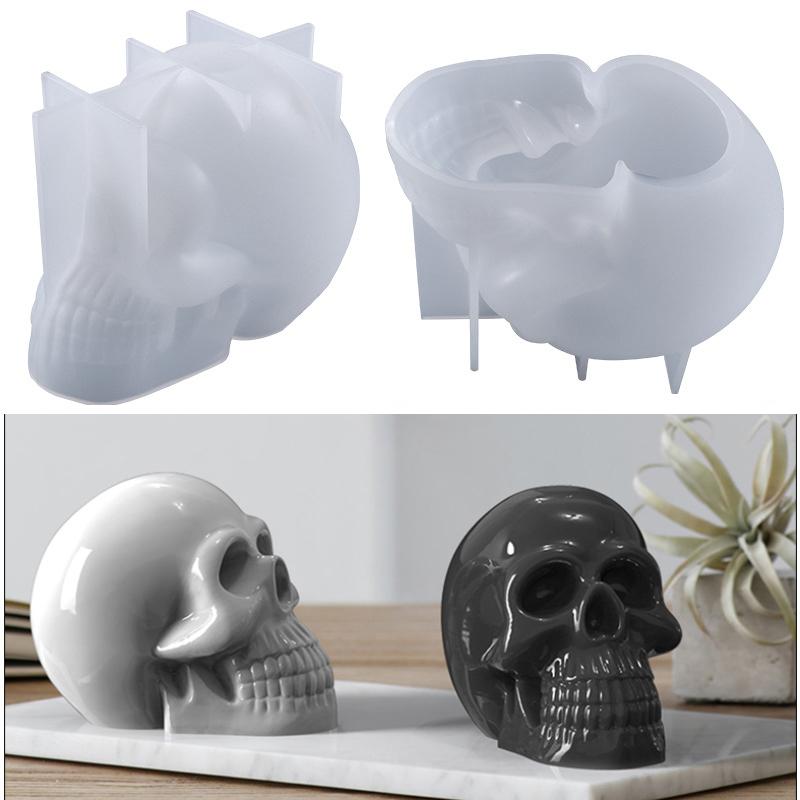 Large Skull Candle Silicone Mold Halloween Ornament Silicone Molds Epoxy Soap Plaster Mold 3D Craft Casting Mould Home Decor