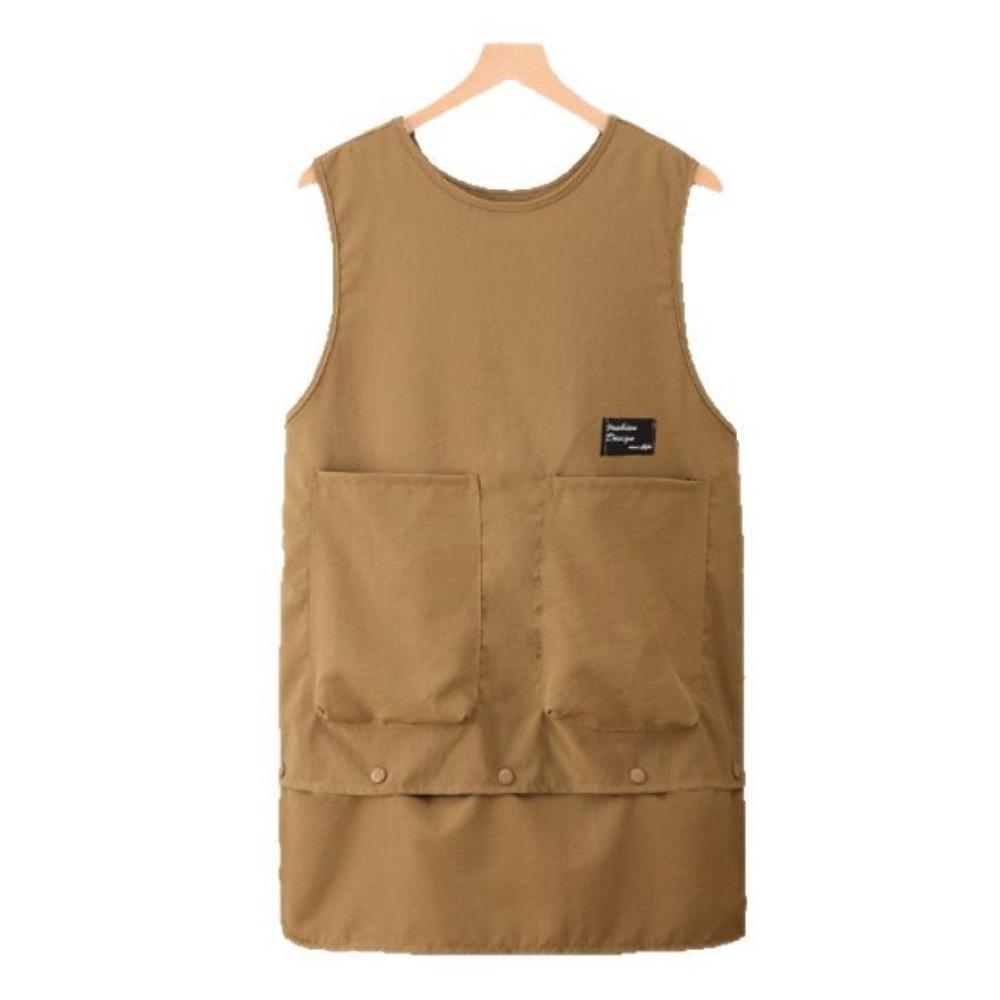 Solid Color Work Clothes Sleeveless Workwear Creative Baking Cooking Aprons  Housework