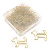 100Pcs Gold/Silver Dog Shape Paper Clips Dog Shape Portable Paper Clips Cute Paper Clips  Stationery