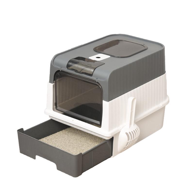 Extra-Large Fully Enclosed Cat Litter Box with Drawer and Anti-Splash Design