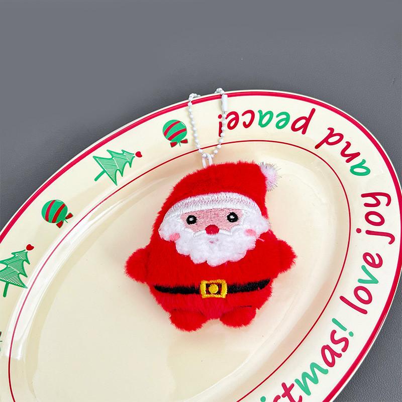 Plush Keychain Christmas Santa Claus Xmas Tree Deer Stuffed Doll Bag Decor Gift