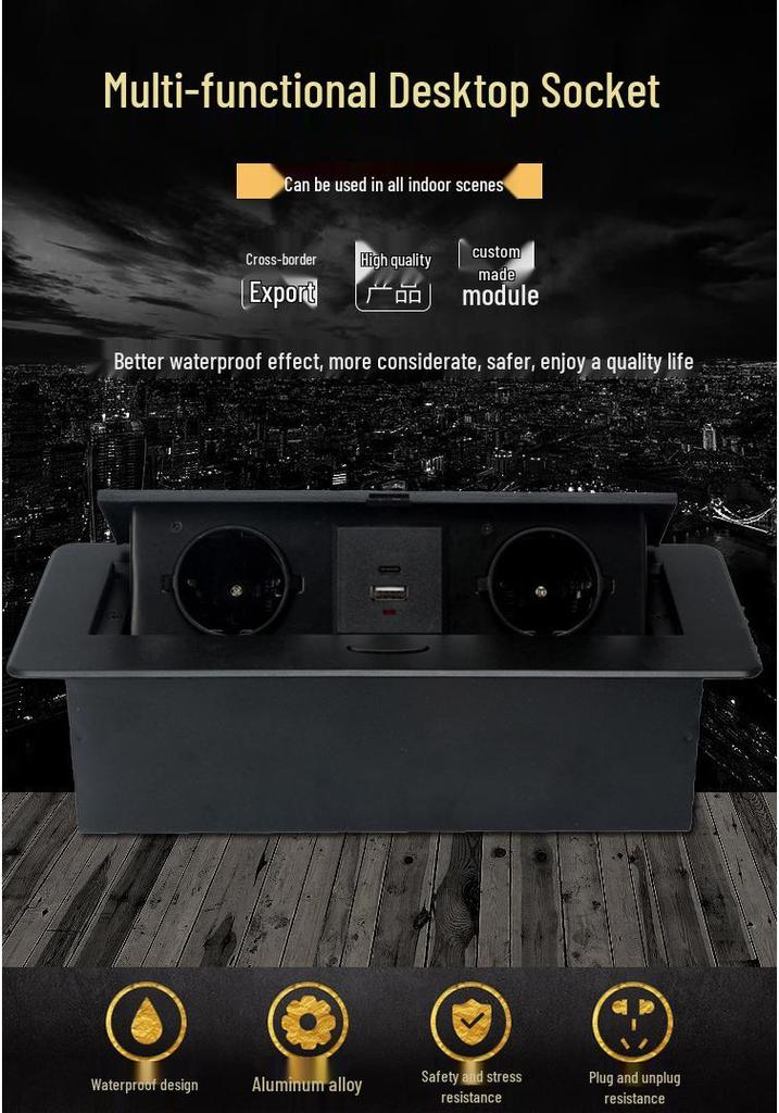 Type-C/USB French & EU Standard Pop-up Desktop Charging Socket