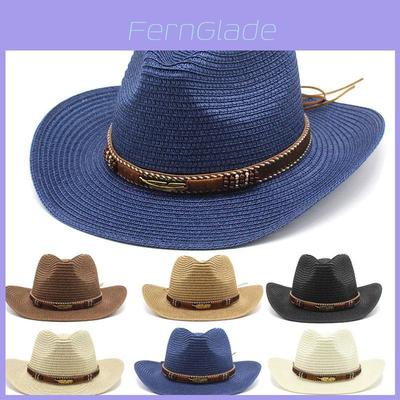 Western Cowboy Straw Hat Sun Protection Wide Brim Gift For Men And Women