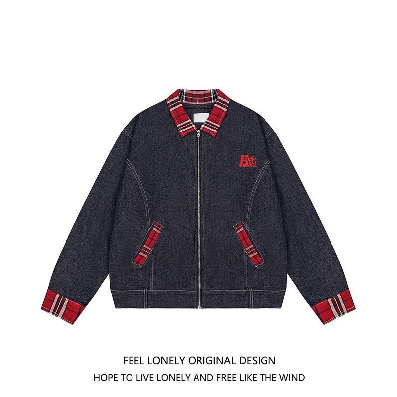 Unisex Retro Denim Motorcycle Jacket: Autumn/Winter Casual Trend, Loose Fit with Lapel