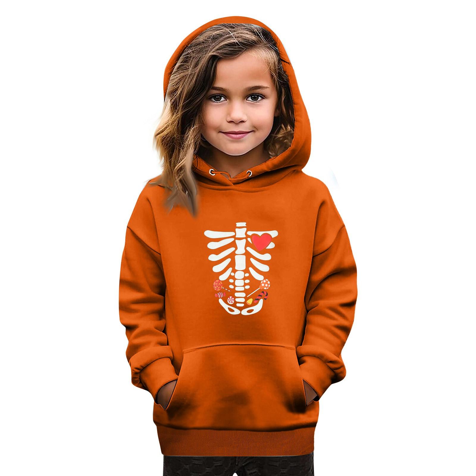 

Толстовки для девочек-подростков Худи с длинным рукавом на шнурке Пуловер Милое худи оверсайз День Хэллоуина 160 красный