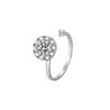 Rotating Korean Style Open Ring for Women with Micro Pave Zirconia Flower Design, High-Quality Electroplated Jewelry Ring for Layering