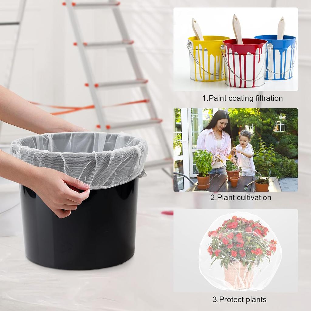 20Pcs 5 Gallon Regular Fine Mesh Bag Strainer, Elastic Top Paint Strainer, Super Tuff White Bag Filters for Use with Paint Guns and Sprayers or