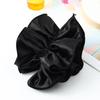 Zhao Lusi Inspired Black Satin Scrunchie with Elegant Ruffled Edge