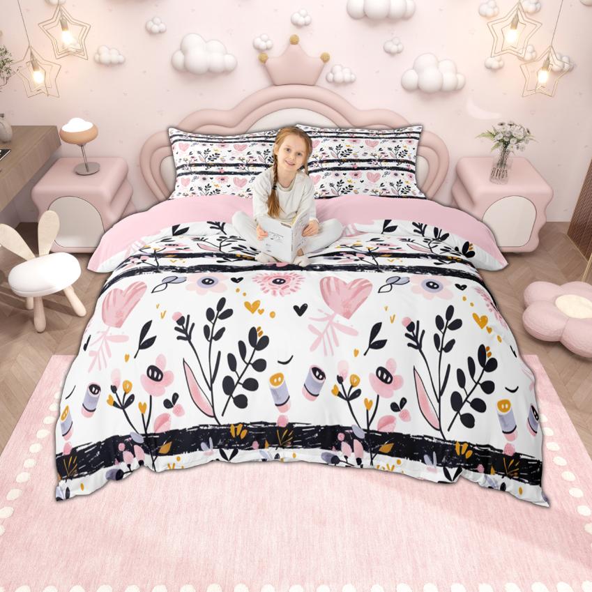 Homewish Vintage Floral Duvet Cover Set for Girls Women, Garden Flower Bedding Set, Chic Blossoms Quilt Cover Set