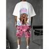 Men's Set Funny Anime Printed Men's T-shirt and Shorts 2 Piece Set Summer Casual Outdoor Men's and Women's Outfit Men's Clothing