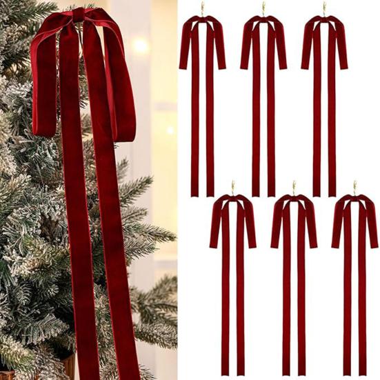 6Pcs Velvet Christmas Bows Extra Large Festive Ribbon Decor for Wreaths Tree Toppers Gift Wrapping Reusable Holiday Decorations