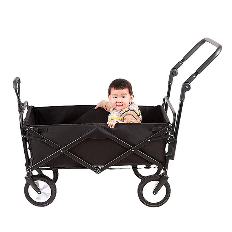 Foldable Folding Cart Push Handle Wagon Cart Equipment Black Lightweight Extendable Cart Trolley Handle Accessories For Camping