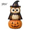 Wooden Cat Figurine Vintage Halloween Figurine, Rustic Witch Zombie Owl Frog Tabletop Cute Desktop Decoration Ornament, Farmhouse Tiered Tray