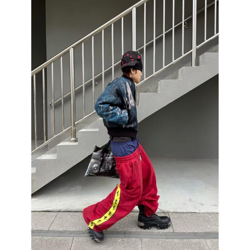 West Coast Color Block Casual Sweatpants Loose Fit Street Hip Hop Style Unisex