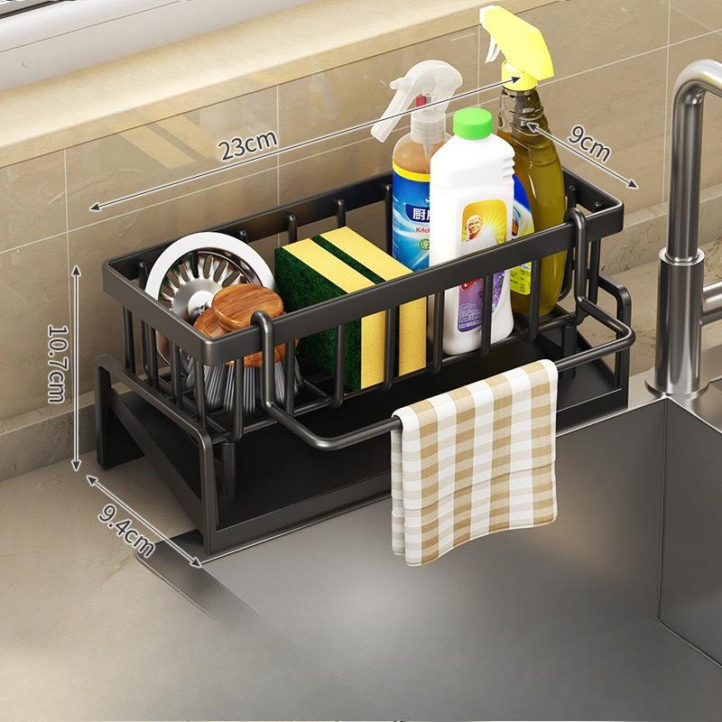 Multi-functional Cloth Rack and Countertop Storage Organizer, Kitchen Sponge Holder, Drainage Rack, and Dish Soap Organizer чёрный