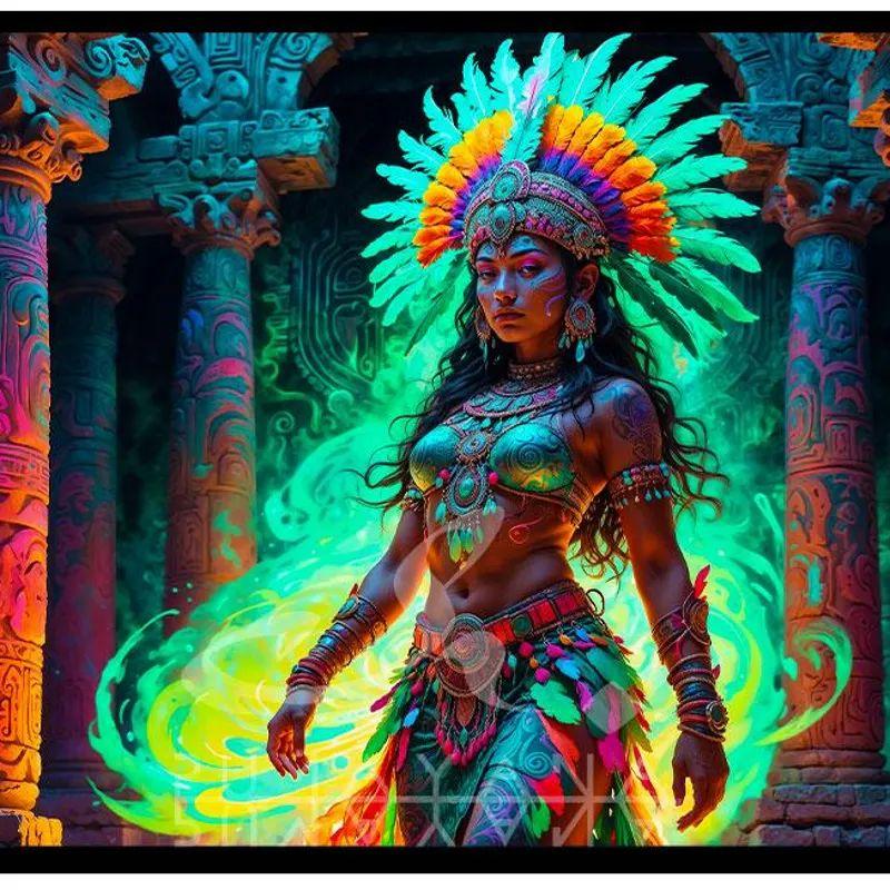 Tapestry of the Tantric Mayan Goddess Dark Night 75x100