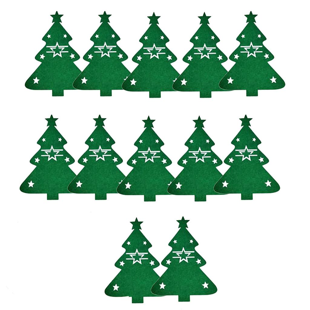 24pcs Christmas Tree Cutlery,Felt Fork Spoon Bag Set Holder Table Decoration,for Christmas New Year Party Dinner Table Supplies