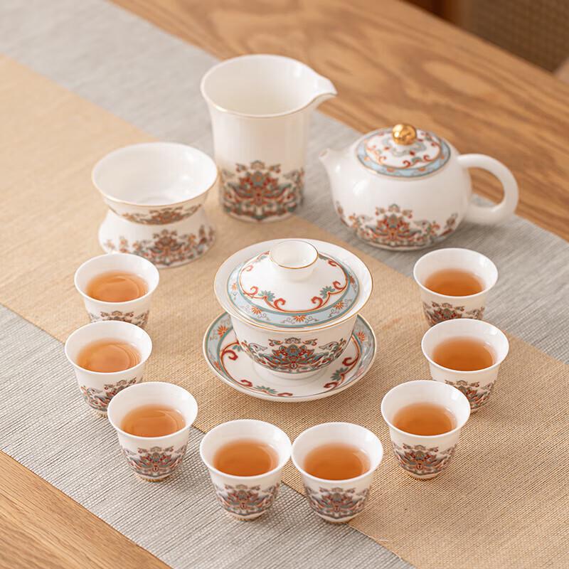 Dunhuang Auspicious Flower Ceramic Tea Set Gift Box