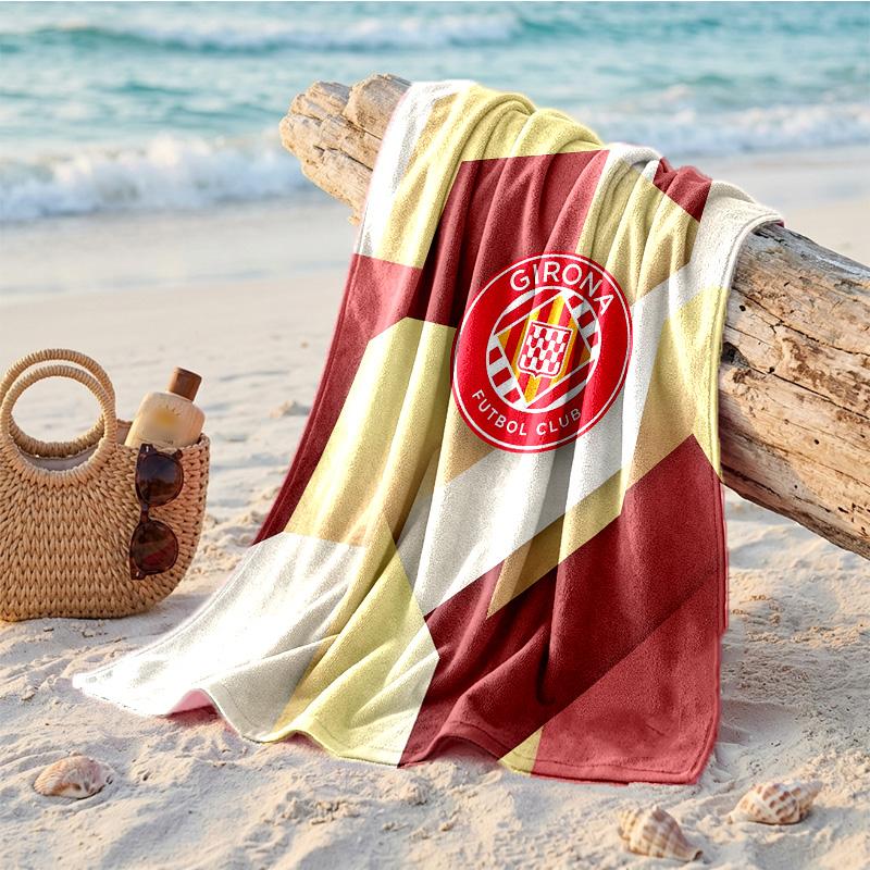 Girona FC Print Microfiber Beach Towel Quick Dry Absorbent Large Towel For Beach Swimming Travel