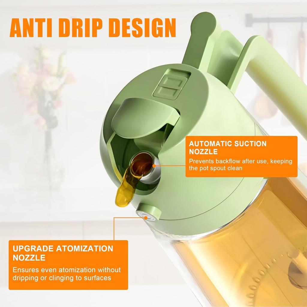 2-in-1 Glass Oil Dispenser Bottle with Spray & Pour System - Heavy-Duty Glass Suitable for Air Fryer, Salad Dressing