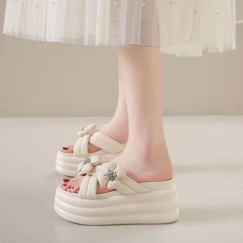 Mode Neue Sommer Frauen Hausschuhe Flip-Flops Damen Strand Bling Schuhe Keil Heels Schuhe Frau Hohe Plattform Hausschuhe Außerhalb Sandalen 8CM