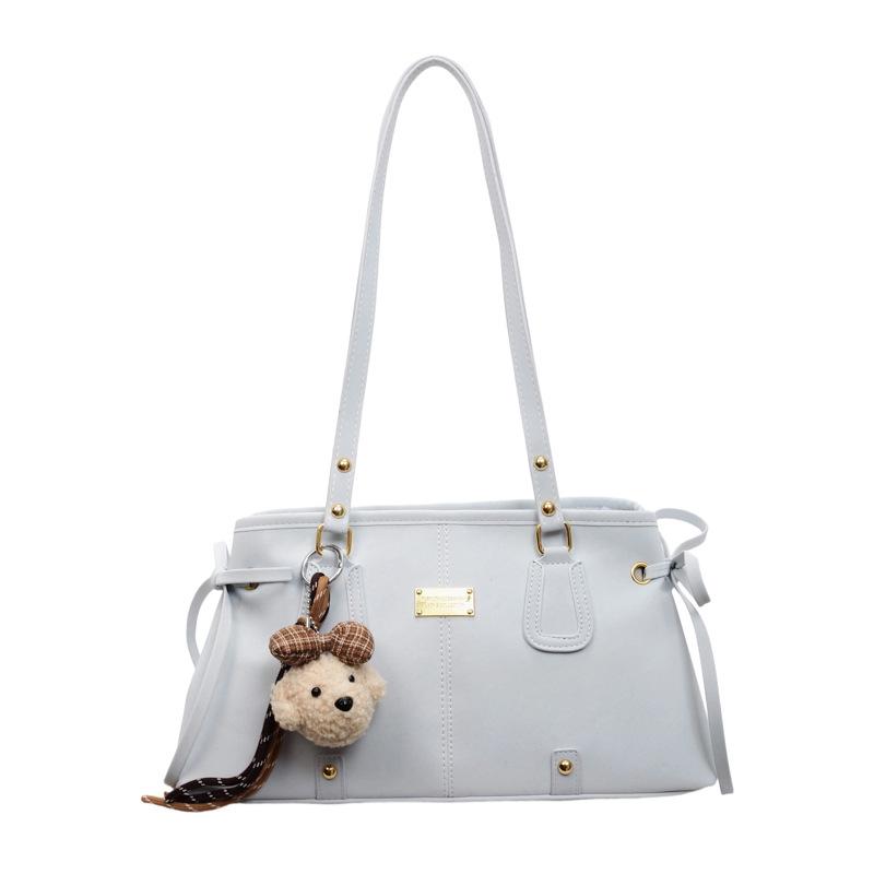 

High-end Commuting Style Single-shoulder Bag, Retro Tote Bag, Fashionable and Versatile for Women. With pendant синій