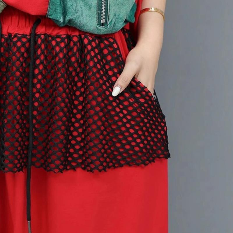 XITAO Patchwork Pocket Contrast Color Hooded Matching Set GYX1650