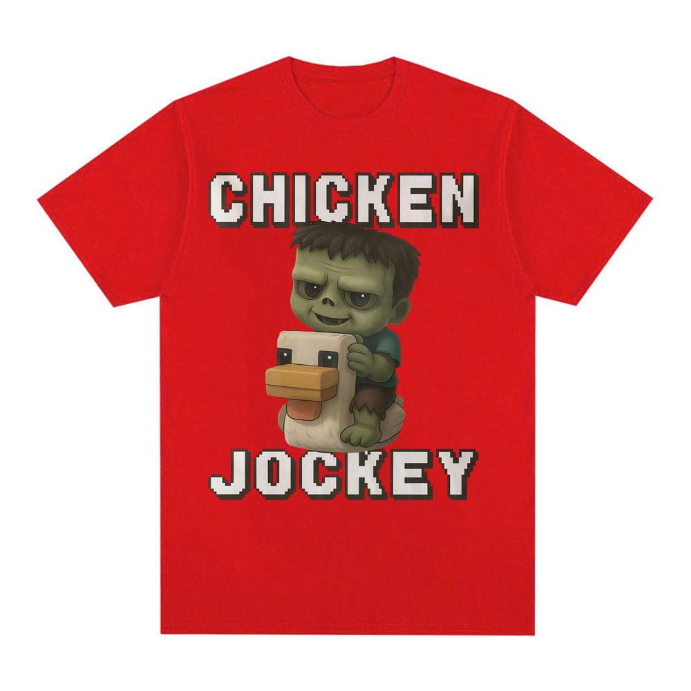

Chicken Jockey Funny Meme T Shirts Gift for Men Women Fashion Vintage Cartoon Humor T Shirt Casual 100% Cotton Oversized T-shirt 2XL