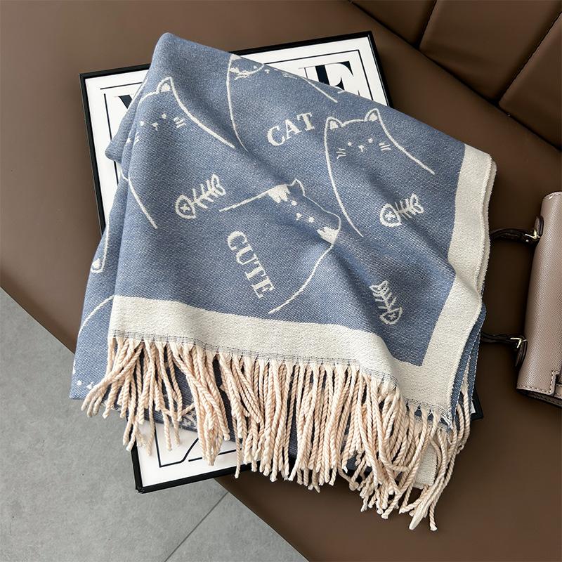 New Winter Double Cored Yarn Scarf Cute and Atmospheric Fashionable Scarf Thickened Warm and High End