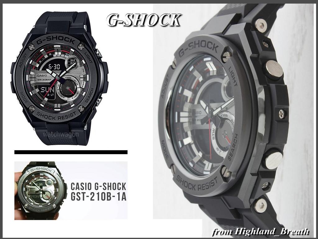 Casio G-SHOCK G-STEEL Men's Analog-Digital Watch Layer Guard Structure GST-210B-1A Black Metal Case Resin Band 20ATM