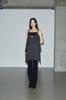 Hellenepaliseu Diagonal Flare Sleeveless Dress [Charcoal]