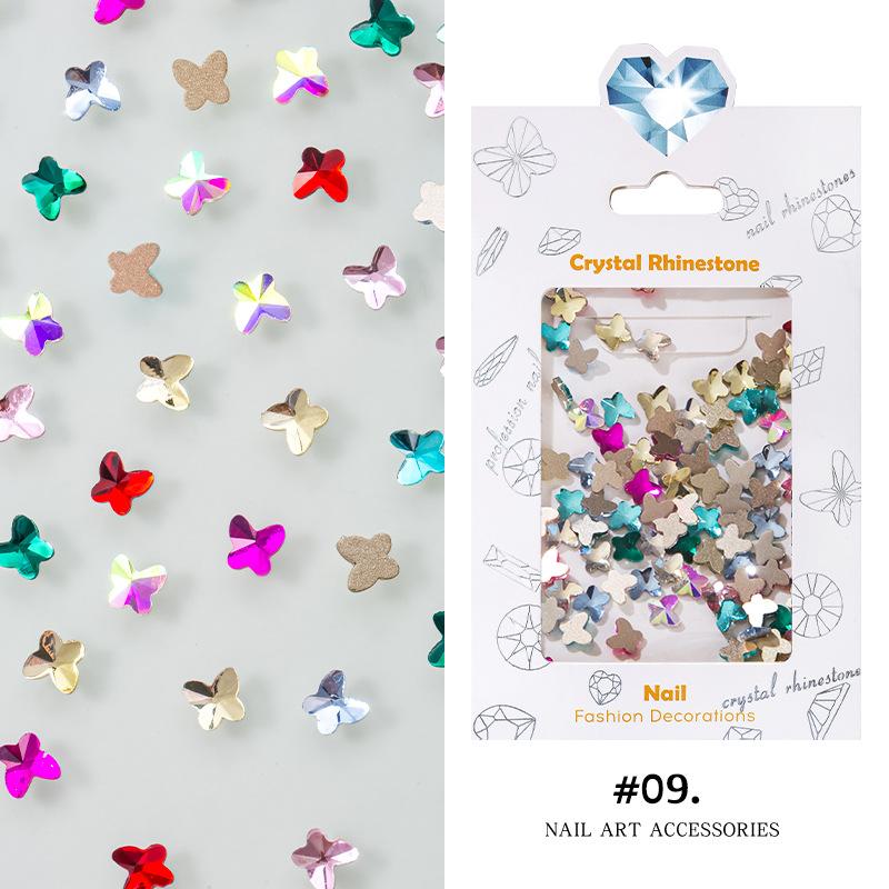 

5 * 5 Бабочка Алмазный Дизайн Ногтей Алмазная Бумага Картон Около 100 Плоских Нижних Алмазов Бриллианты Специальной Формы Наклейки Для Ногтей Сверла