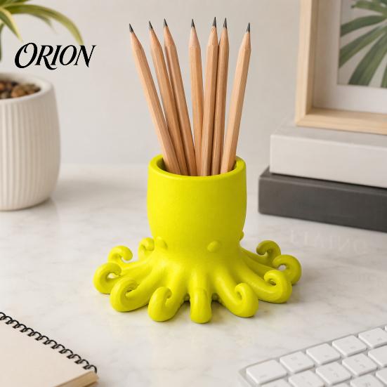 Ocean Style Decor 3D Printed Pen Holder, Octopus Shape Pencil Cup, Cute Paintbrush Holder Animal Desktop Organizer for Home Office Accessory