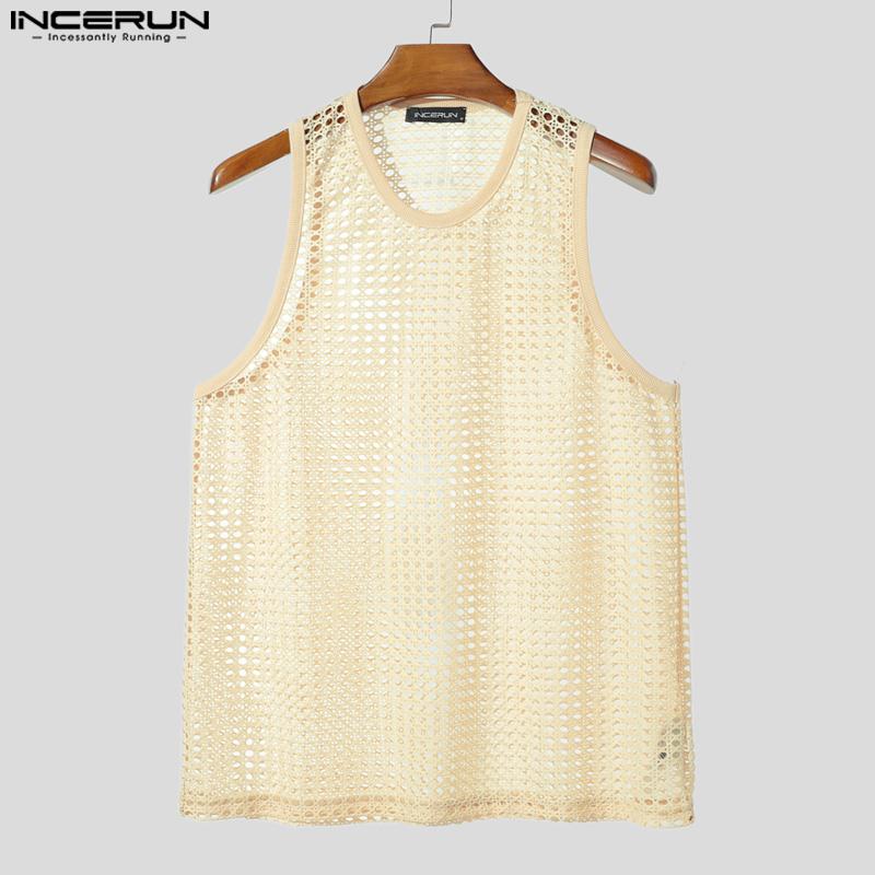 INCERUN Zweiteilige Herren Hollow Ärmellose Tanktops und Shorts Strandoutfits Sets 2PCS