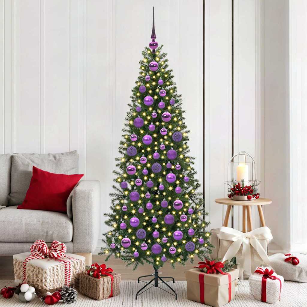 Christmas Ornament Set with 300 LEDs 120 Pcs Purple Plastic