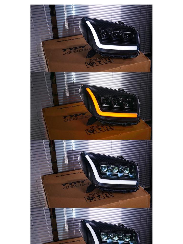 LED Headlight Assembly with Three-Eye Projector & Flowing Turn Signals for 03-04 Toyota RAV4