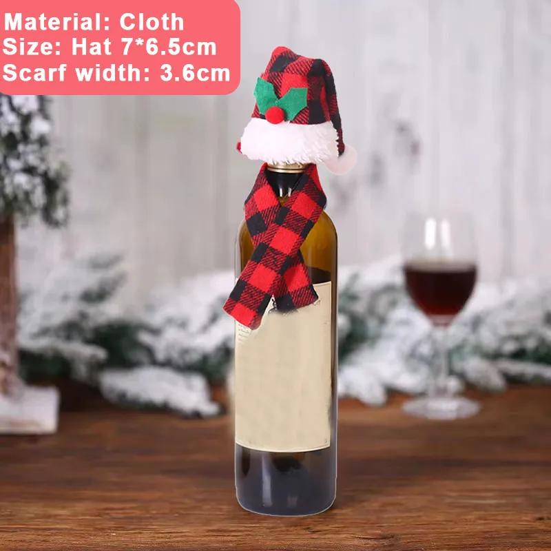 Christmas Wine Bottle Cover Set Santa Claus Snowman Knitted Wool Red Wine Bottle Bags For New Year Xmas Party Dinner Table Decor